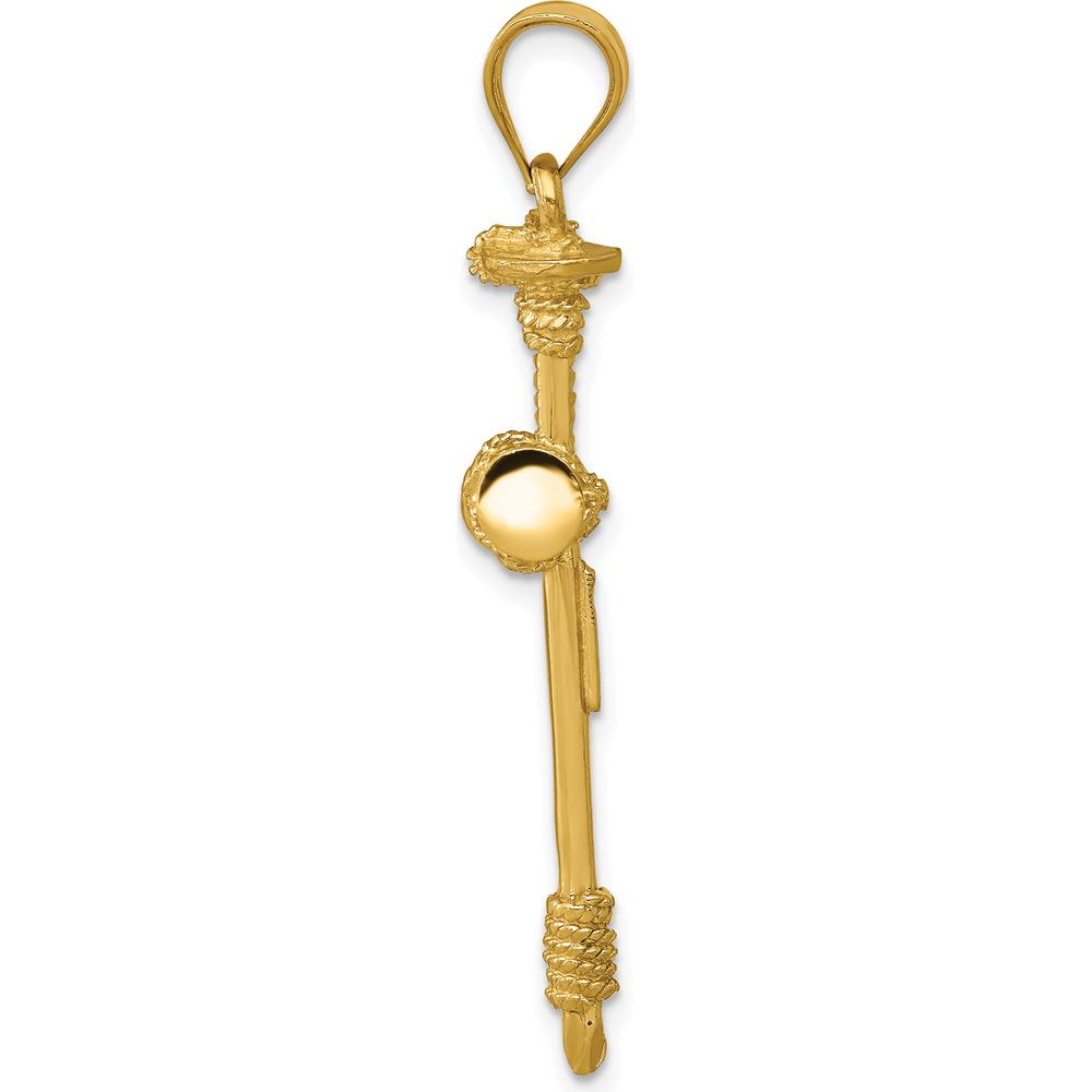 14K Yellow Gold Polished Nail Cross Pendant - 40mm Length by Oro Pregiato