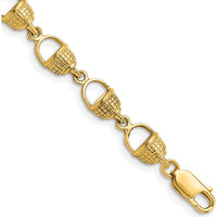 14K Yellow Gold Polished Nantucket Basket Bracelet - 7.25" Length by Oro Pregiato