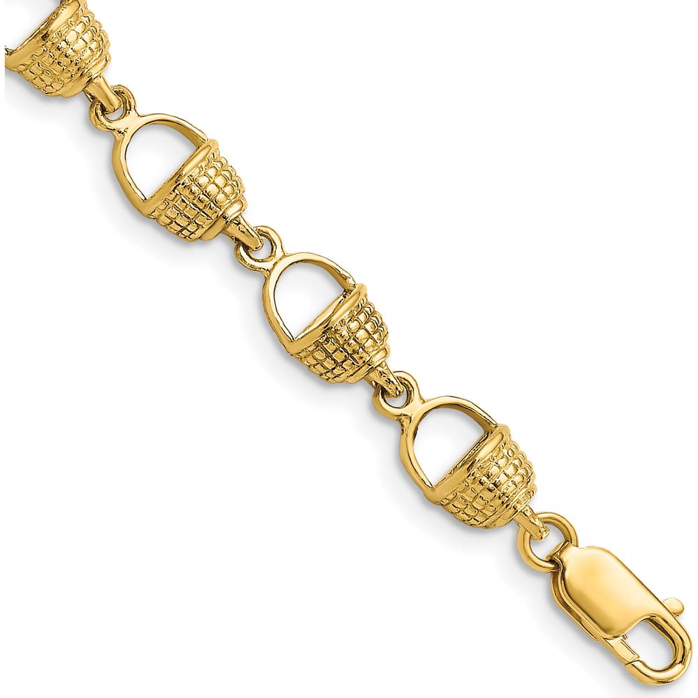 14K Yellow Gold Polished Nantucket Basket Bracelet - 7.25" Length by Oro Pregiato
