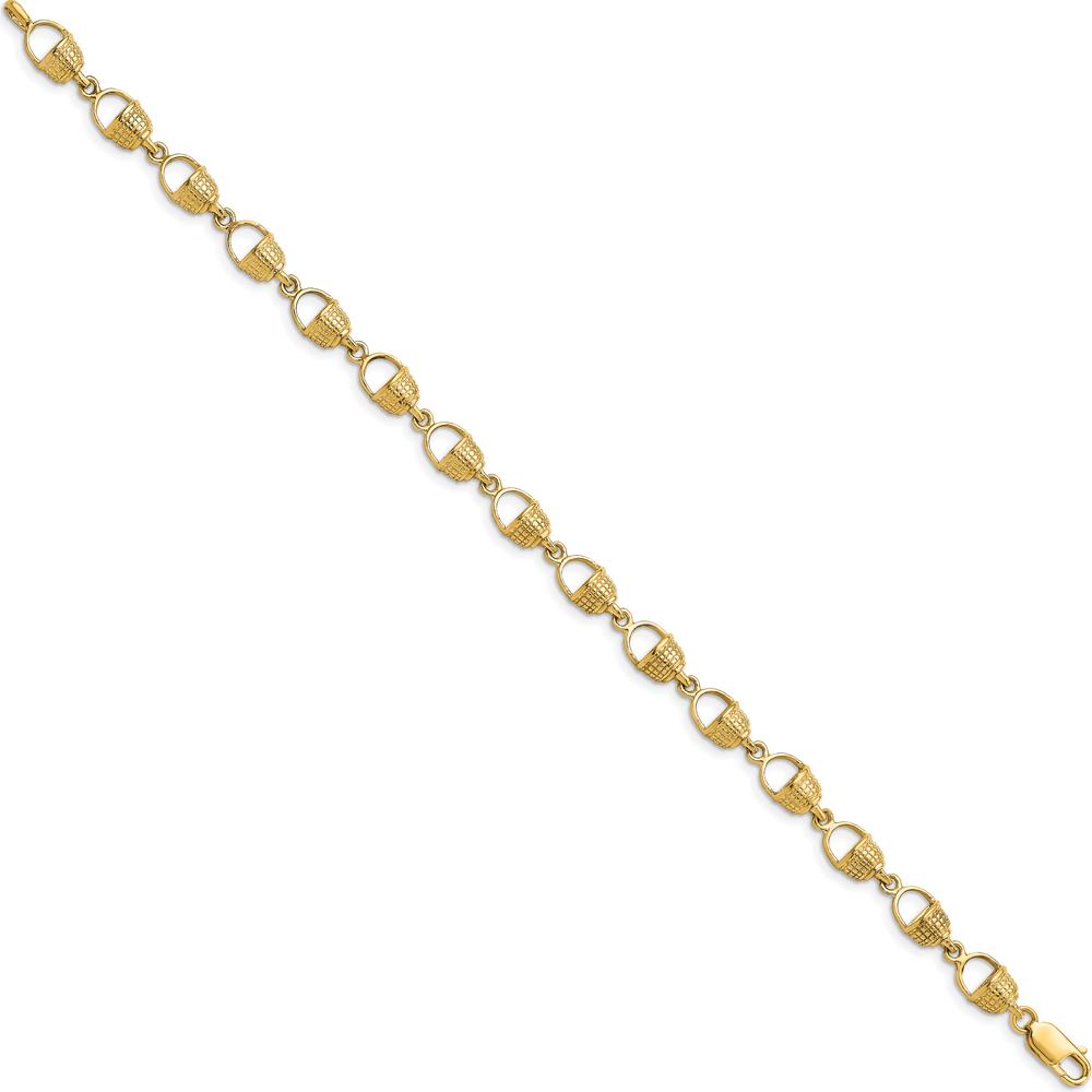 14K Yellow Gold Polished Nantucket Basket Bracelet - 7.25" Length by Oro Pregiato