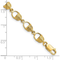 14K Yellow Gold Polished Nantucket Basket Bracelet - 7.25" Length by Oro Pregiato