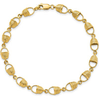 14K Yellow Gold Polished Nantucket Basket Bracelet - 7.25" Length by Oro Pregiato