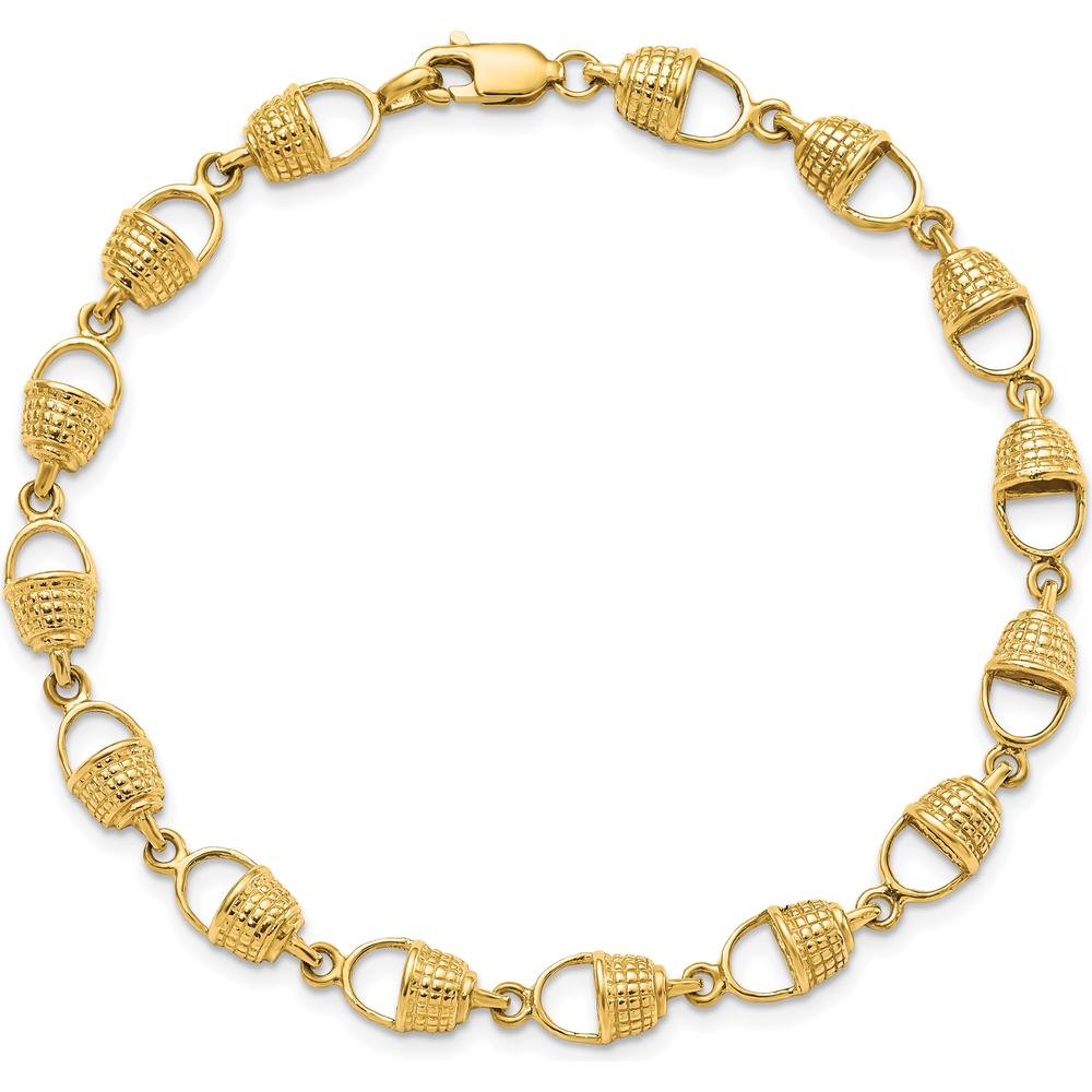 14K Yellow Gold Polished Nantucket Basket Bracelet - 7.25" Length by Oro Pregiato