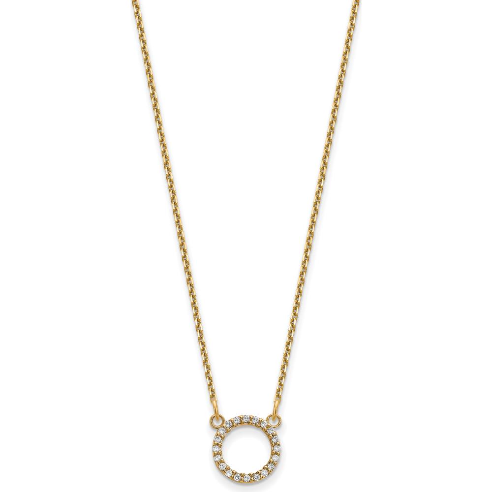 14K Yellow Gold Polished Necklace with 20 Round Diamonds in Shared Prong Setting - 0.004 Carat Total Diamond Weight by Oro Pregiato