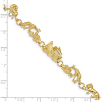 14K Yellow Gold Polished Noah's Ark Bracelet with Animal Charms - 7" Length by Oro Pregiato