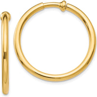 14K Yellow Gold Polished Non-Pierced Hoop Earrings - 25mm Diameter by Oro Pregiato