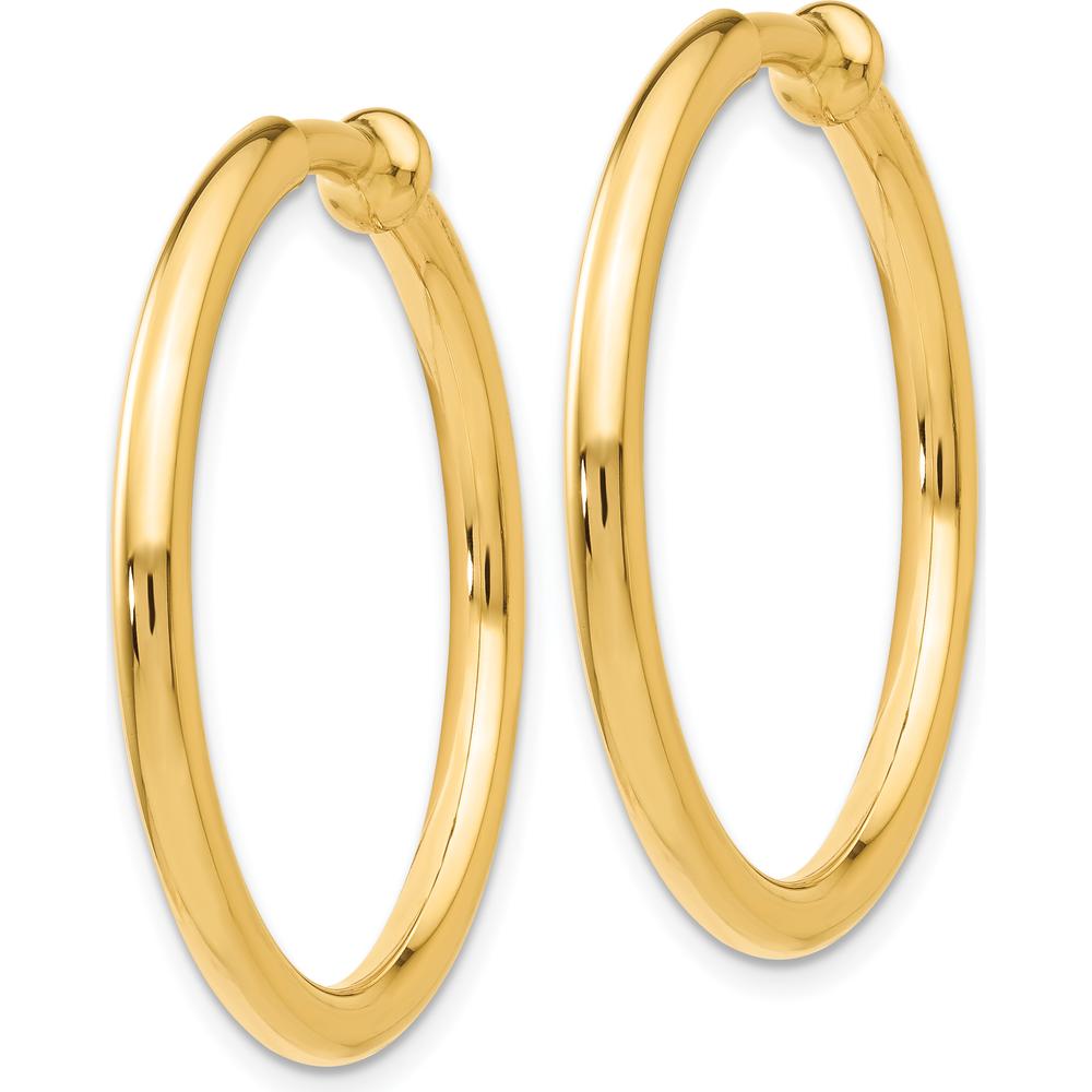 14K Yellow Gold Polished Non-Pierced Hoop Earrings - 25mm Diameter by Oro Pregiato