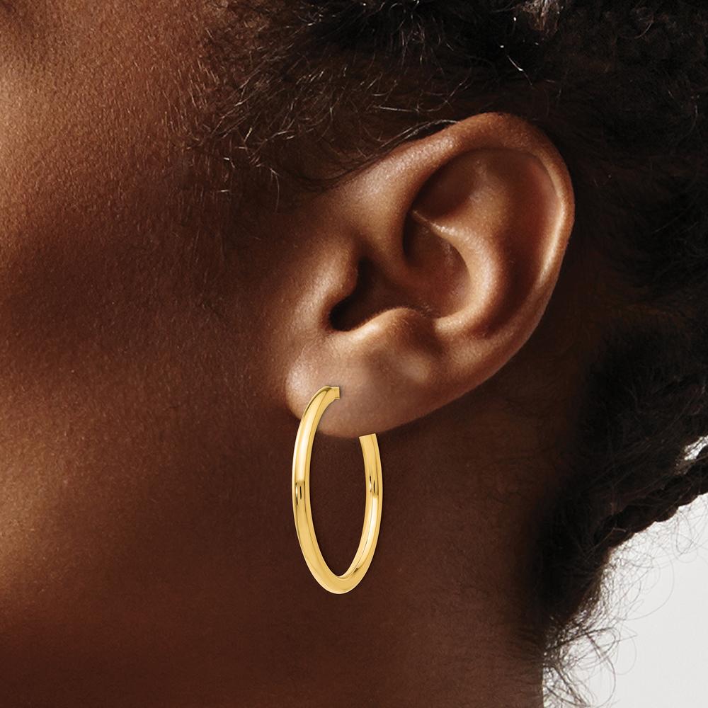 14K Yellow Gold Polished Non-Pierced Hoop Earrings - 25mm Diameter by Oro Pregiato