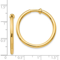 14K Yellow Gold Polished Non-Pierced Hoop Earrings - 25mm Diameter by Oro Pregiato