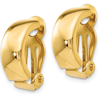 14K Yellow Gold Polished Non-Pierced J-Hoop Earrings - 18mm Length by Oro Pregiato