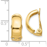 14K Yellow Gold Polished Non-Pierced J-Hoop Earrings - 18mm Length by Oro Pregiato