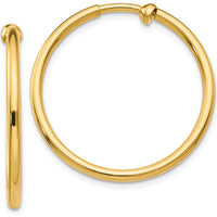 14K Yellow Gold Polished Non-Pierced Large Hoop Earrings - 25mm by Oro Pregiato