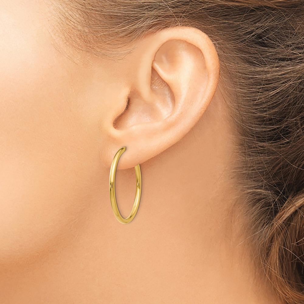 14K Yellow Gold Polished Non-Pierced Large Hoop Earrings - 25mm by Oro Pregiato