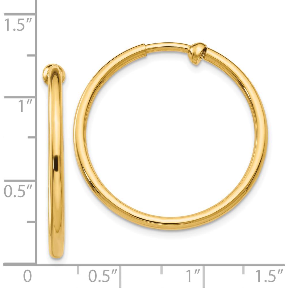 14K Yellow Gold Polished Non-Pierced Large Hoop Earrings - 25mm by Oro Pregiato