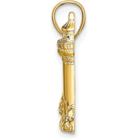 14K Yellow Gold Polished Nubble Lighthouse Pendant Charm by Oro Pregiato