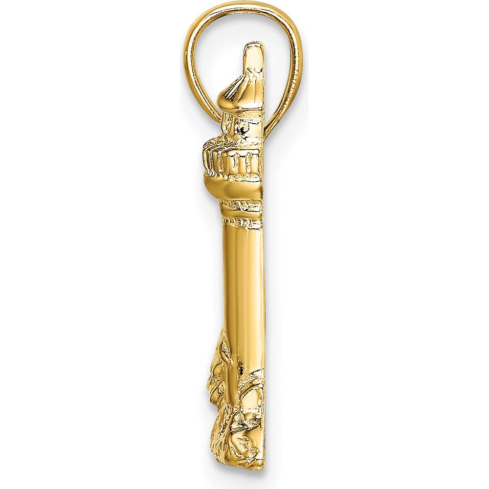 14K Yellow Gold Polished Nubble Lighthouse Pendant Charm by Oro Pregiato