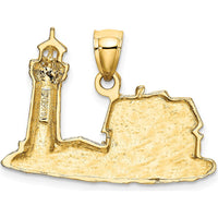 14K Yellow Gold Polished Nubble Lighthouse Pendant Charm by Oro Pregiato