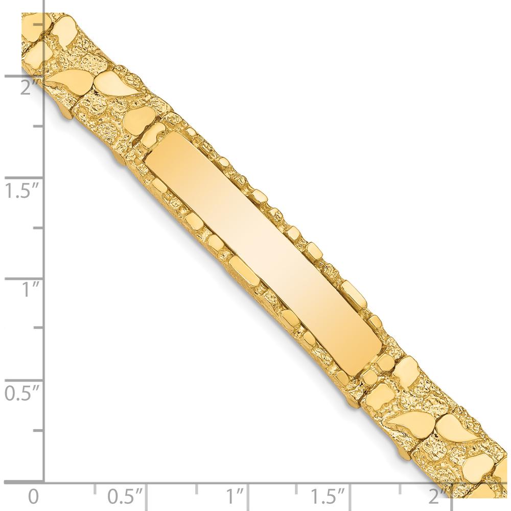 14K Yellow Gold Polished Nugget Plate Chain Bracelet - 7 inches by Oro Pregiato