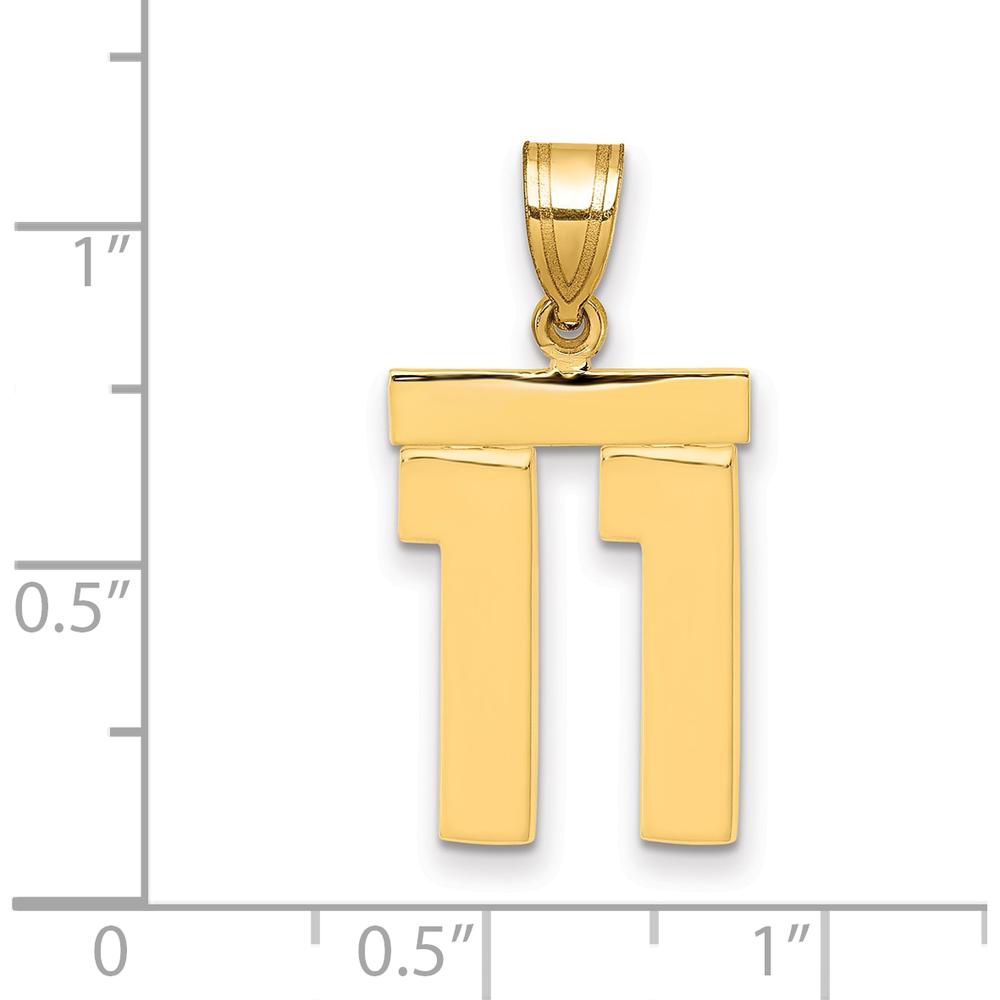 14K Yellow Gold Polished Number 11 Medium Pendant Charm by Oro Pregiato