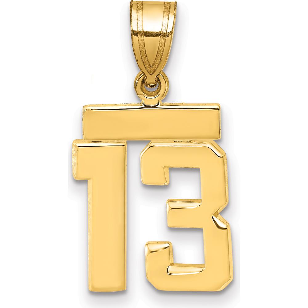 14K Yellow Gold Polished Number 13 Charm Pendant by 0