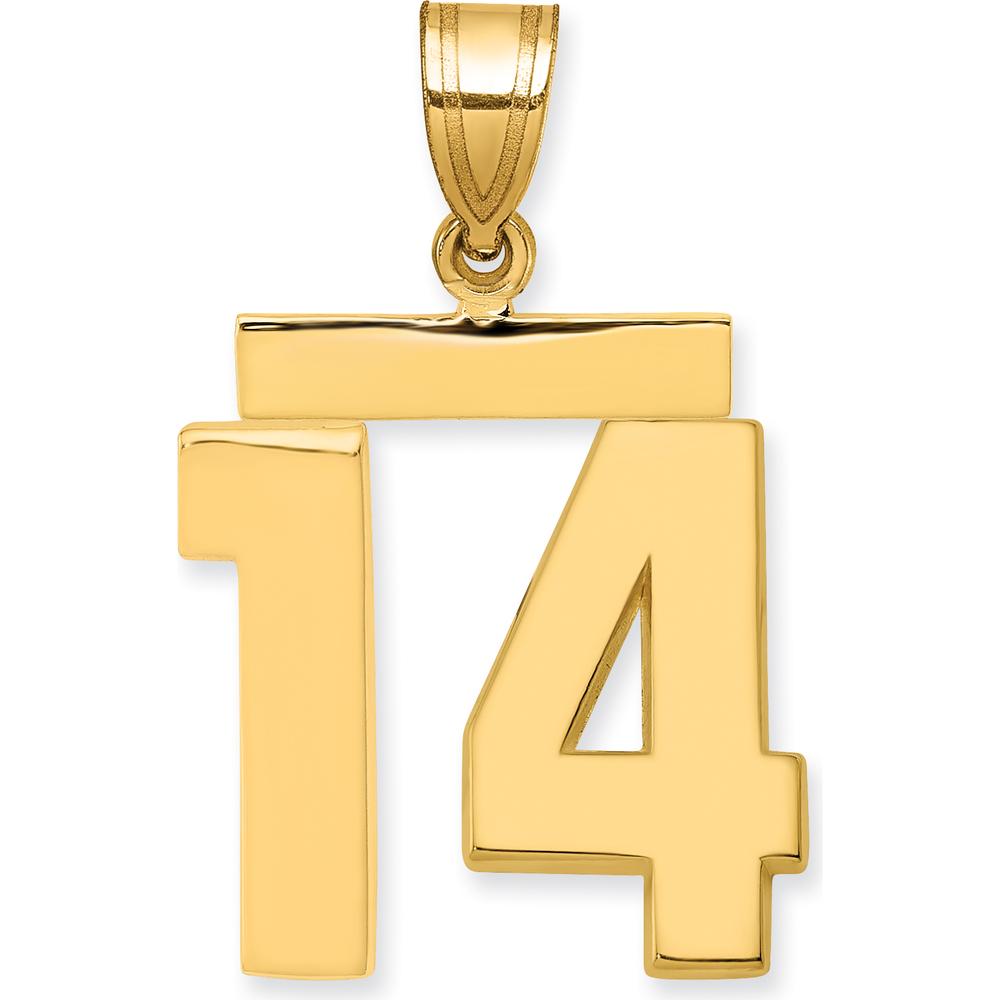 14K Yellow Gold Polished Number 14 Pendant Charm by Oro Pregiato