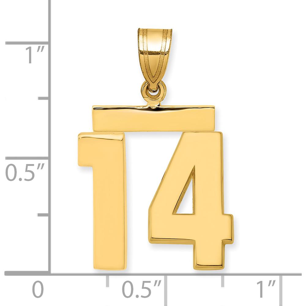 14K Yellow Gold Polished Number 14 Pendant Charm by Oro Pregiato