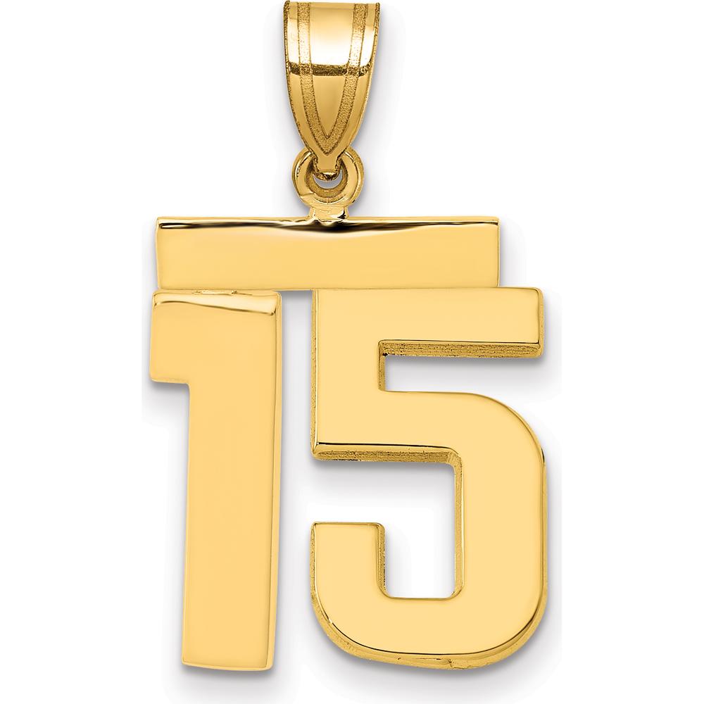 14K Yellow Gold Polished Number 15 Pendant Charm by Oro Pregiato
