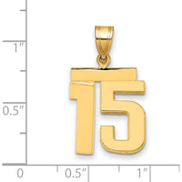 14K Yellow Gold Polished Number 15 Pendant Charm by Oro Pregiato