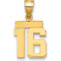 14K Yellow Gold Polished Number 16 Charm Pendant - Small Size by 0