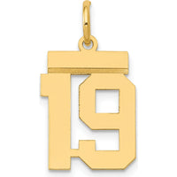 14K Yellow Gold Polished Number 19 Charm Pendant - Laser Cut Design by Oro Pregiato