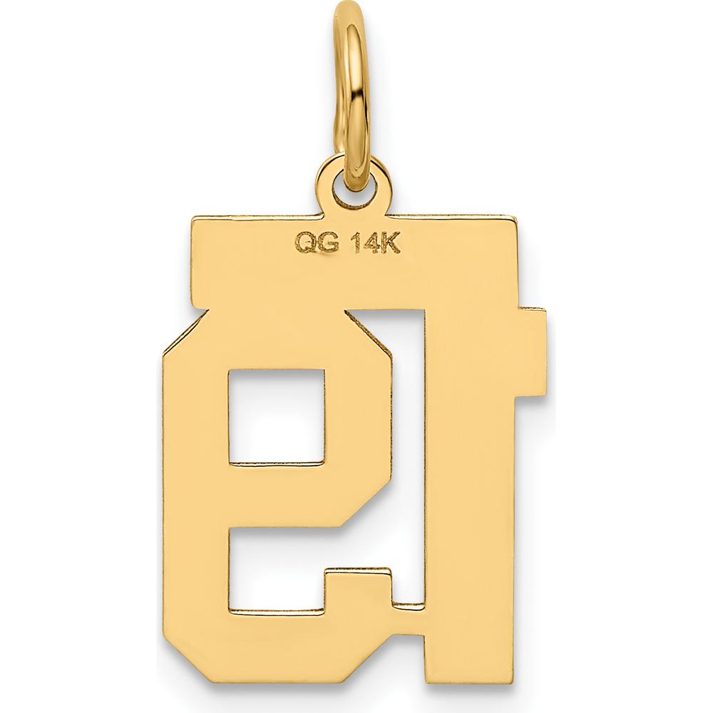 14K Yellow Gold Polished Number 19 Charm Pendant - Laser Cut Design by Oro Pregiato