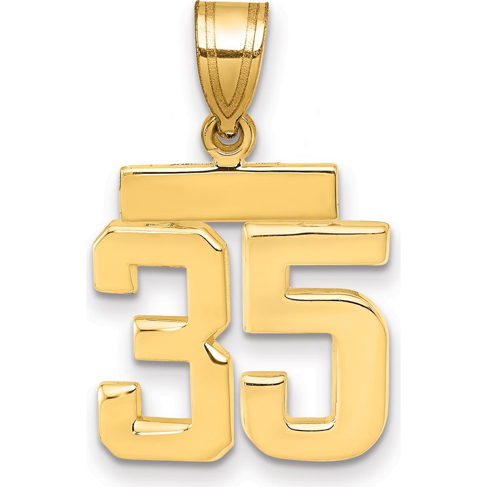 14K Yellow Gold Polished Number 35 Charm Pendant by 0