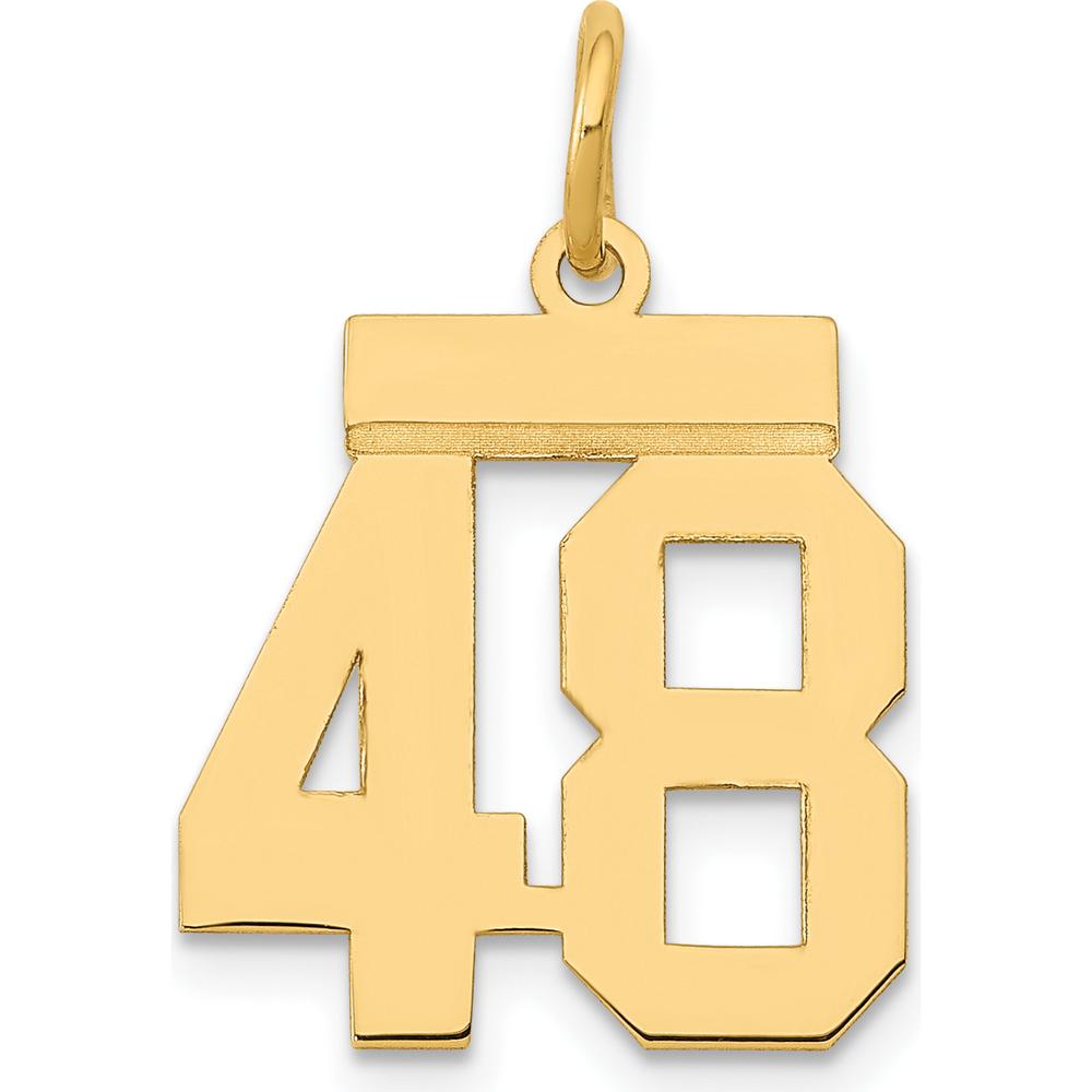 14K Yellow Gold Polished Number 48 Laser Cut Charm - Small Size by Oro Pregiato