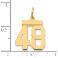 14K Yellow Gold Polished Number 48 Laser Cut Charm - Small Size by Oro Pregiato