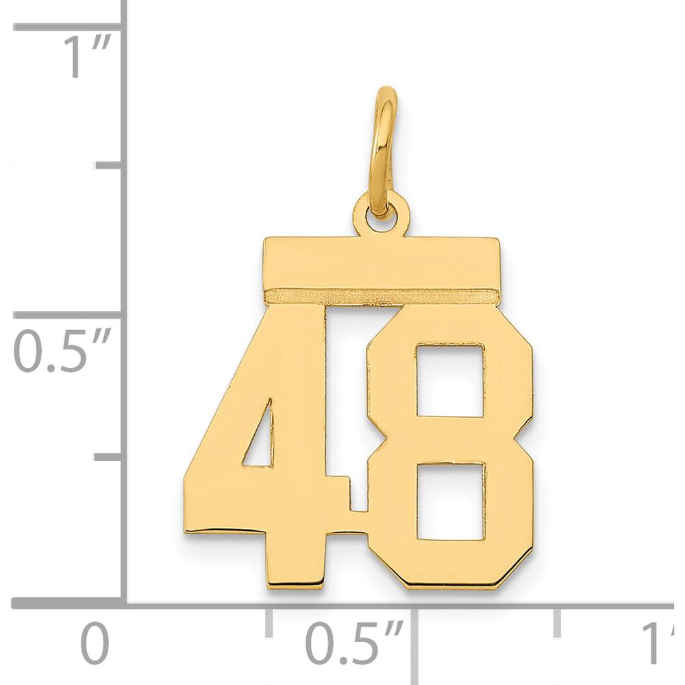 14K Yellow Gold Polished Number 48 Laser Cut Charm - Small Size by Oro Pregiato