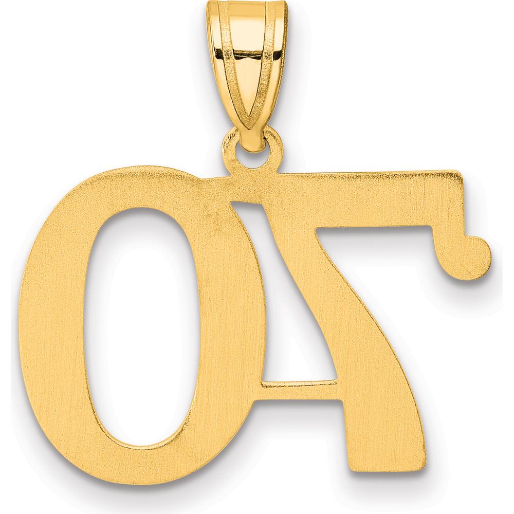 14K Yellow Gold Polished Number 70 Pendant - Large Laser Cut Design