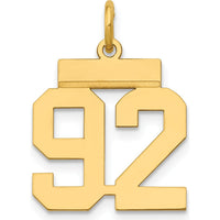 14K Yellow Gold Polished Number 92 Charm - 17.12mm by Oro Pregiato