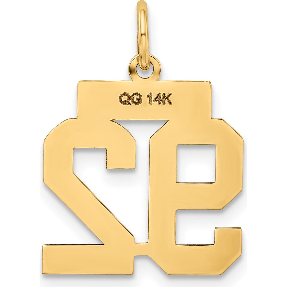 14K Yellow Gold Polished Number 92 Charm - 17.12mm by Oro Pregiato