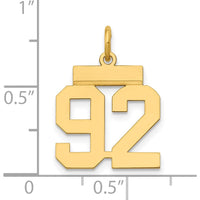 14K Yellow Gold Polished Number 92 Charm - 17.12mm by Oro Pregiato