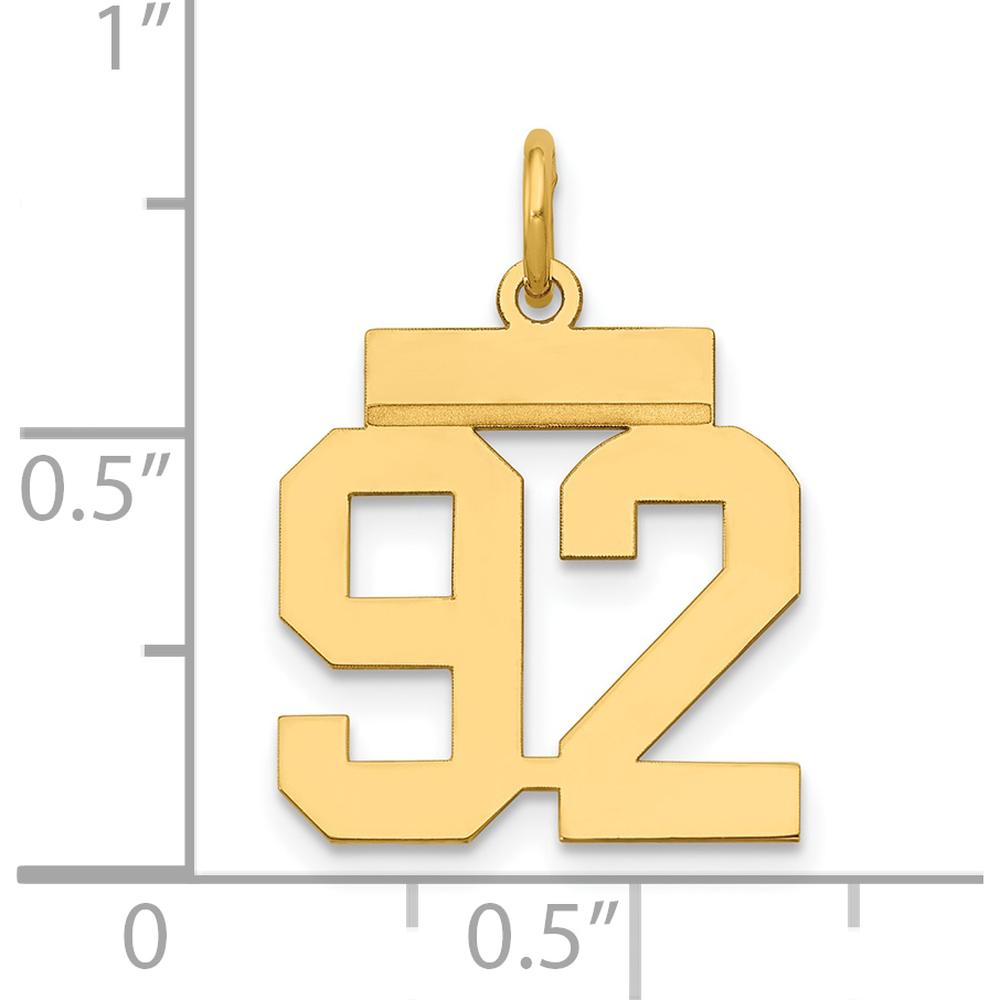 14K Yellow Gold Polished Number 92 Charm - 17.12mm by Oro Pregiato