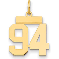 14K Yellow Gold Polished Number 94 Charm - Laser Cut, Small Size by Oro Pregiato