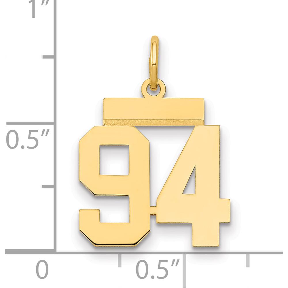 14K Yellow Gold Polished Number 94 Charm - Laser Cut, Small Size by Oro Pregiato