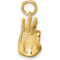 14K Yellow Gold Polished OK Hand Pendant - 19.9mm Length by Oro Pregiato