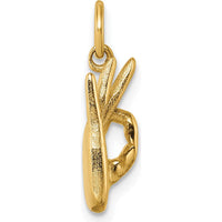 14K Yellow Gold Polished OK Hand Pendant - 19.9mm Length by Oro Pregiato
