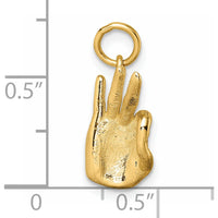 14K Yellow Gold Polished OK Hand Pendant - 19.9mm Length by Oro Pregiato