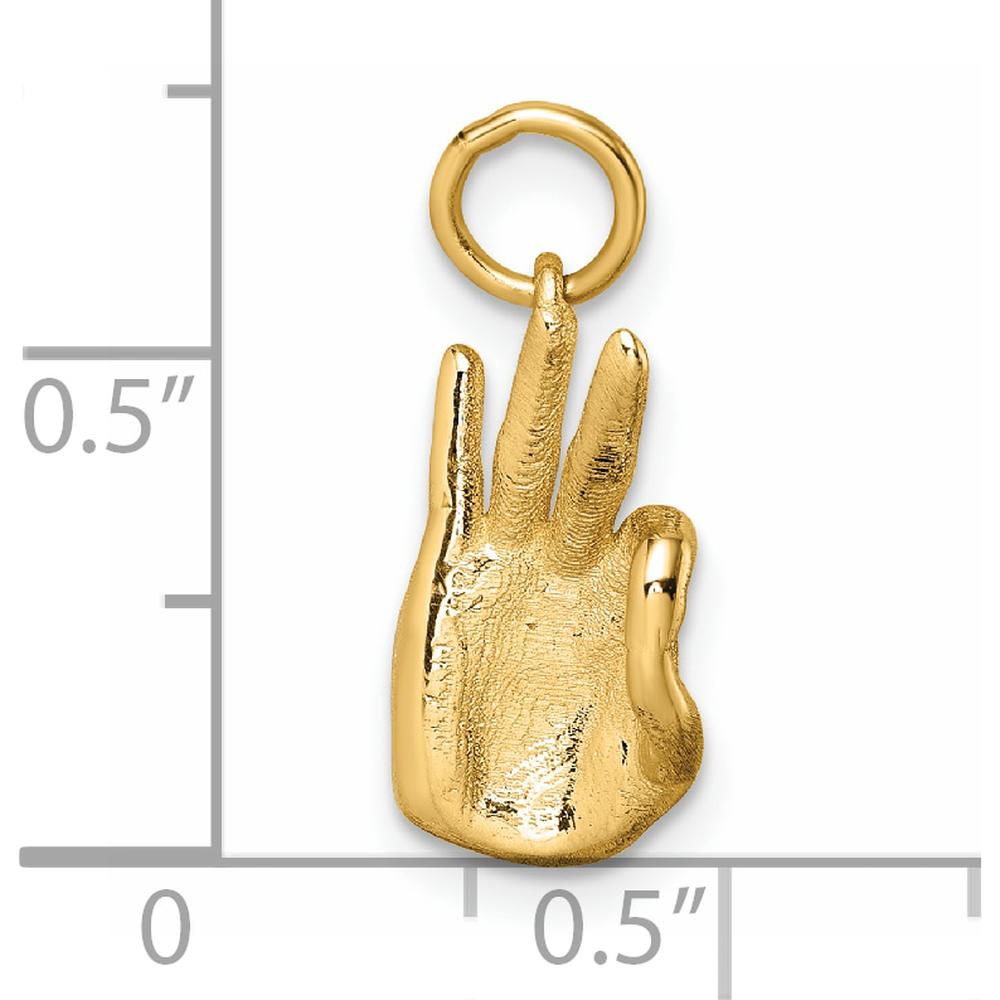 14K Yellow Gold Polished OK Hand Pendant - 19.9mm Length by Oro Pregiato