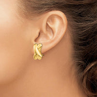 14K Yellow Gold Polished Omega Back Button Earrings - 19mm Length by Oro Pregiato