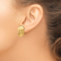 14K Yellow Gold Polished Omega Back Button Earrings - Elegant Hollow Design by Oro Pregiato