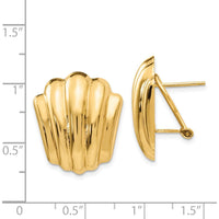 14K Yellow Gold Polished Omega Back Button Earrings - Elegant Hollow Design by Oro Pregiato