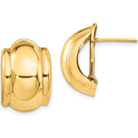 14K Yellow Gold Polished Omega Back Button Earrings - Solid Die-Struck Design by Oro Pregiato